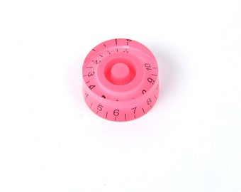 Hatbox Style Electric Guitar Knobs, Pink /Black Numeral (1, 2 or 4)