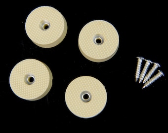 4 pieds en caoutchouc de qualité pour amplis de guitare, enceintes, etc., grand dim 35 mm, crème.