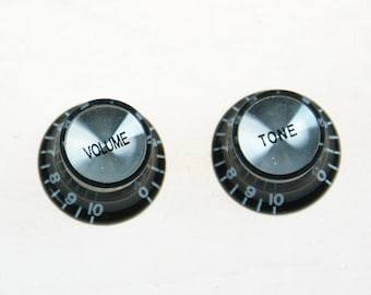 Top Hat Bell Style Perillas de guitarra Tono/Volumen Foil-top, Negro (2 o 4)