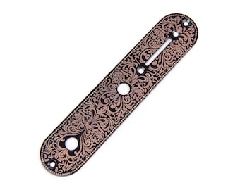 Replacment Metal Control Plate For Tele, Engraved Scrolls, Metal (2 Colors)