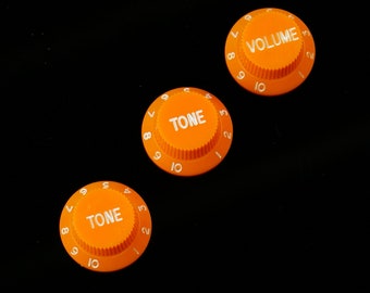 Synthetische Gitarren-Regler (2 Töne, 1 Volume) in orange, Vintage-Stil