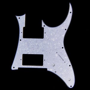 Custom Guitar Pick Guard for Ibanez RG 350 DX, 2-Pickup, 4ply White Pearloid