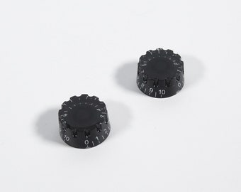 2x Special Gear Shape Guitar Speed Knobs, Black w/white numbers