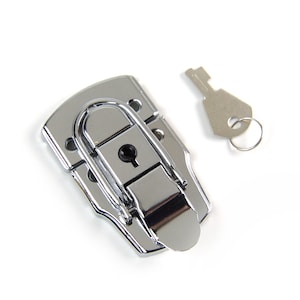 Drawbolt Closure Latch for Guitar Case with Lock and key ,Chrome 45x72mm