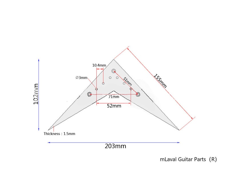 Flying V Style Electric Guitar Tailpiece String Plate Steel Etsy