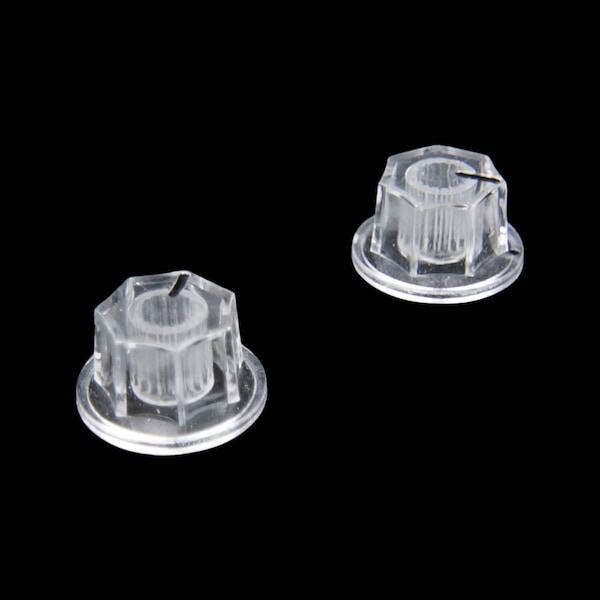 2x Control Knobs For Guitar, Pedal or Audio Amplifier, Skirted,6mm Shaft, Clear