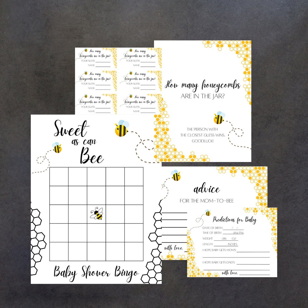 Bee Baby Shower Theme Games Printables Bee Theme Sweet as - Etsy