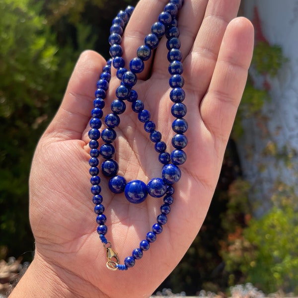 Collana Corta Lapislazzuli Grado A E Ag 925, Sfere 10mm - Collane Corte A Sfere - Collane A - Foto 10