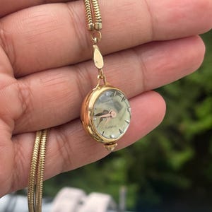 Vintage Bucherer 17 Jewels Pendant Watch – Gold-Tone Ladies’ Timepiece with Diamond Markers