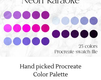 Neon Procreate Palette Digital Art Design Tool Color Collection Bright Shade Gradient Purple Pink Pack Digital Download Creative Resource