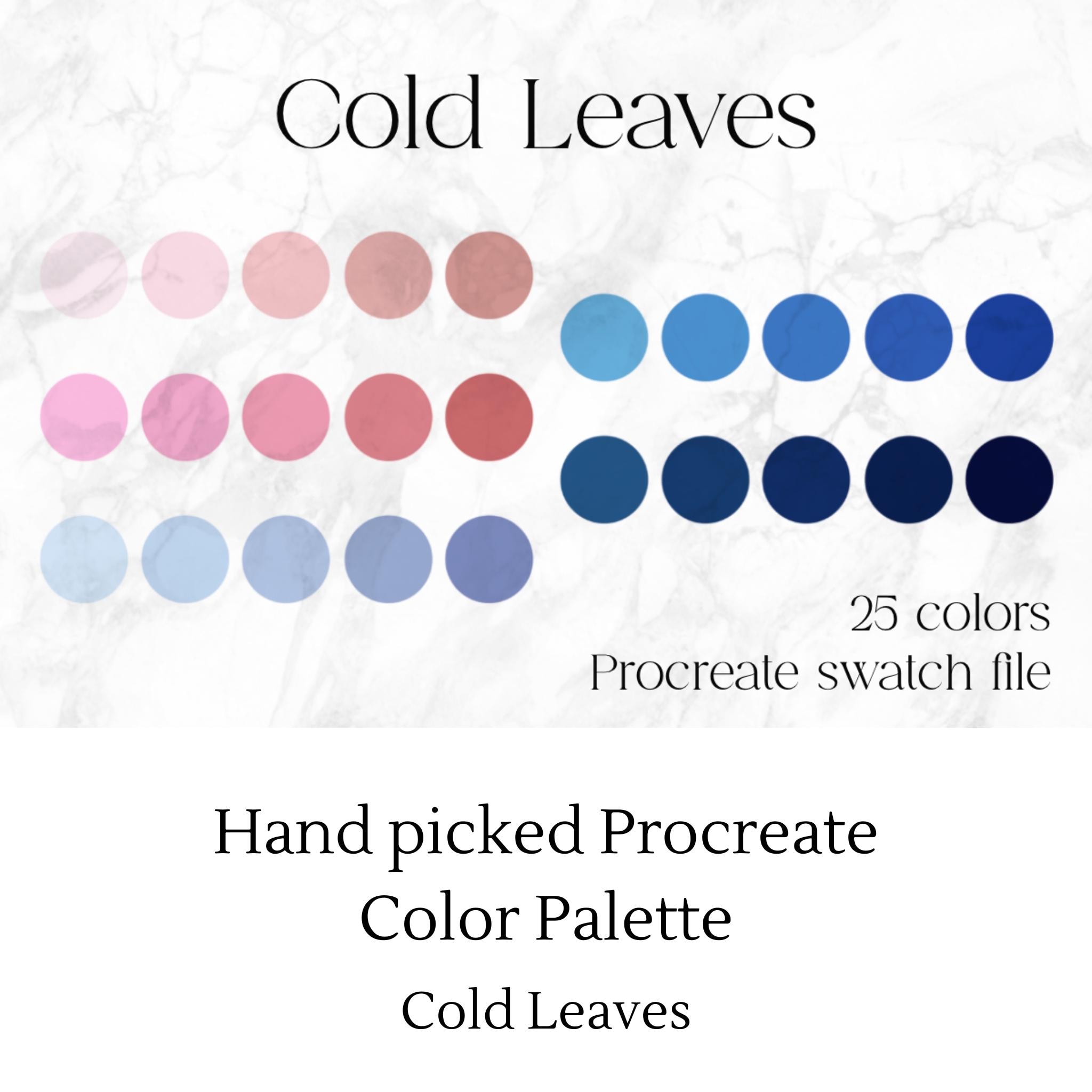 Cold Leaves Procreate Color Palette | 25 Soft & Moody Swatches for Digital Art | Pink Blue Aesthetic | Instant iPad Download