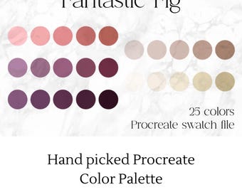 Fantastic Fig Procreate Color Palette | 25 Swatches for Digital Art | Purple, Pink, Tan, Beige | iPad Instant Download