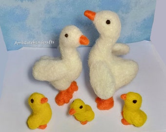 felt goose family handmade needle felted geese ornaments gift ideas