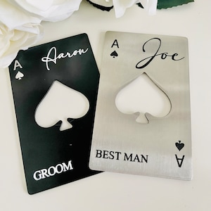 Ace Card Bottle Opener / Best Man Gift / Usher / Personalised / Groom / Groom Box / Will You Be My Bestman / Wedding Day Keepsakes