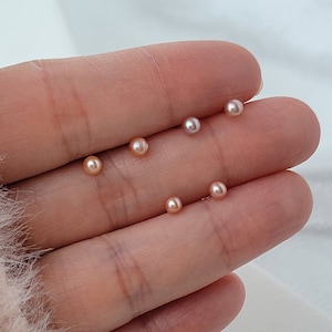 Mini Pearl Stud Earrings,Rare Natural colour 2.5mm Freshwater Pearl, 925 Silver Stud with Real Pearl,Teeny-Tiny cartilage Studs, Gift Idea