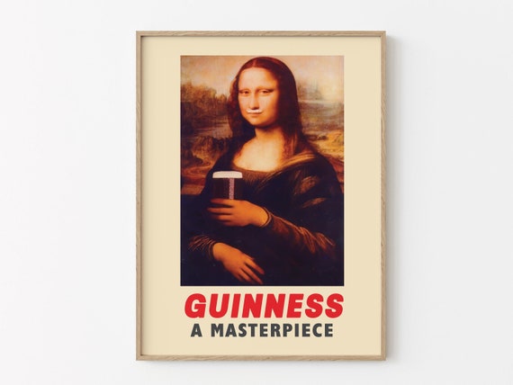 Guinness - A Masterpiece! Mona Lisa Inspired Vintage Guinness Poster Reproduction