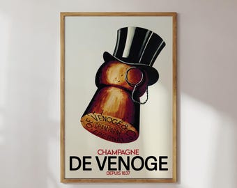 Champagne De Venoge Print: Retro Bar Decor Artwork Reproduction