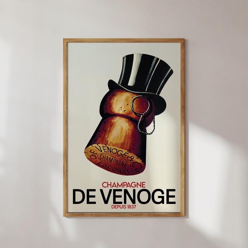 Champagne De Venoge Retro Wall Art Print, Classic Drink Advertisement