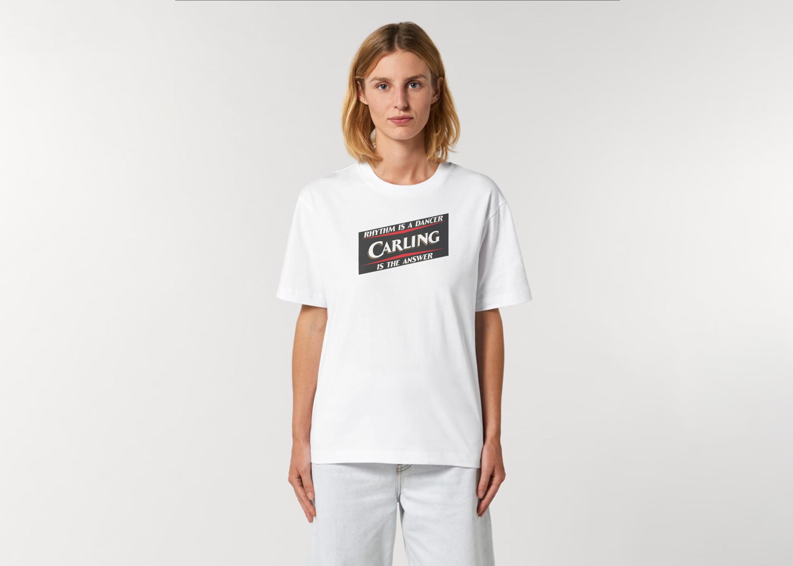 Rhythm is a Dancer, Carling is the Answer Tee - Summer / Beer Garden T-shirt for Lager Lovers