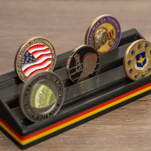 Anti-Possession Faux-Leather Challenge Coin Holder – Stands