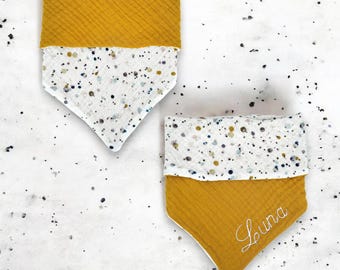 Personalisiert Dreieckstuch Musselin Halstuch Hundehalstuch Dogbandana Bandana bestickt mit Namen bunte Farbkleckse für Hunde zum Knoten