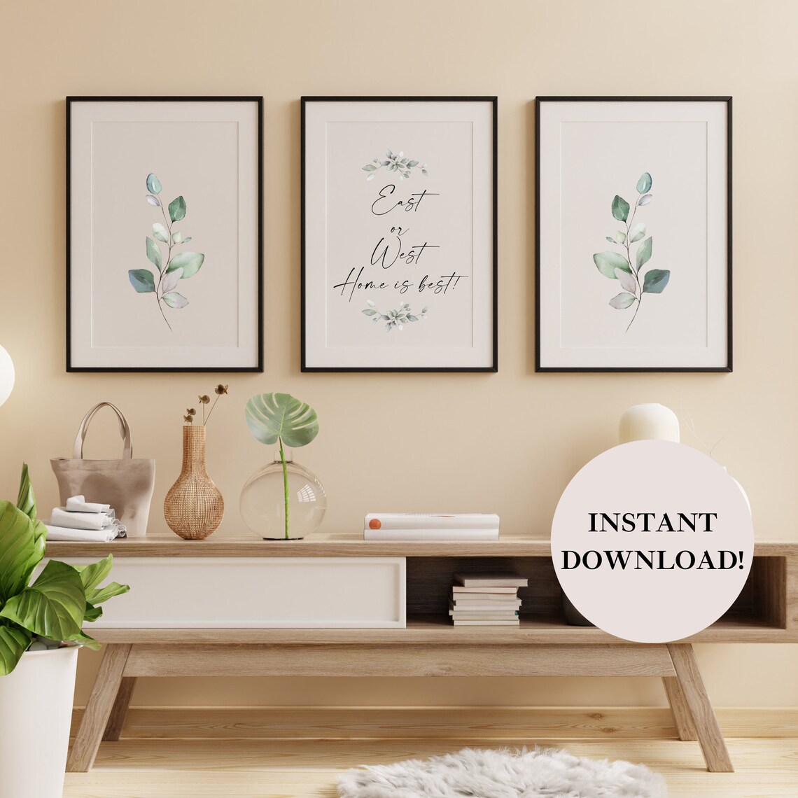Botanical Print Set 3 Piece Wall Art Minimal Plant Art - Etsy