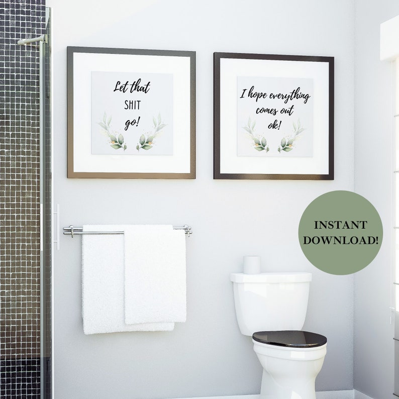 Funny Toilet Sign Wall Art Guest Bathroom Humor Funny Etsy