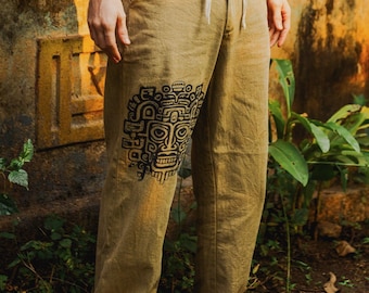 Mayan Pants - Boho Festival Clothing, Indian Summer Pants, Primitive Guatemalan Clothing, Hemp Yoga Clothing