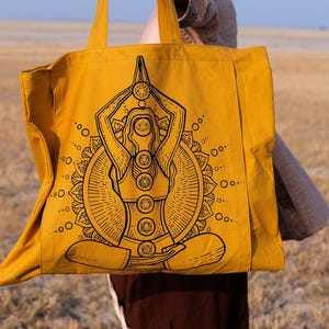Large Yoga Mat Bag, Boho Yoga Tote, Cotton Yoga Bag, Pilates Gym Bag, Handmade Yoga Mat Carrier, Meditation Bag with Pocket