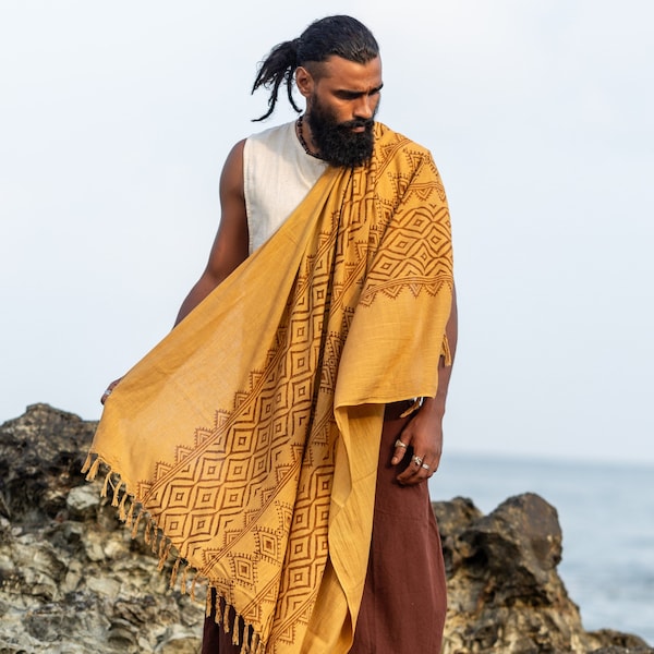 Adiyogi Shawl, shawl, blockprint shawl, cotton shawl, boho shawl, bohemian, summer shawl, handblockprint shawl, tribal shawl