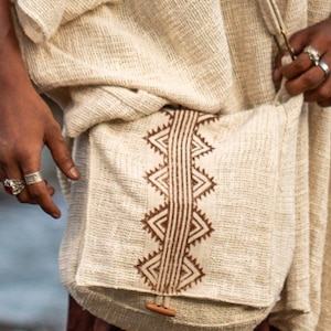 Boho Sling Bag ,Handmade Boho Crossbody Bag with Tribal Handblock Print, Natural Cotton Shoulder Bag for Men, Eco Friendly Sling Purse