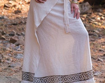 Katoenen wikkelrok, boho rok met blokprint, Indiaas, boho dames, handgemaakt zomerfestival