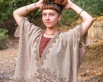 Handmade Cotton Kimono Cardigan: Ethnic Boho Festival Style