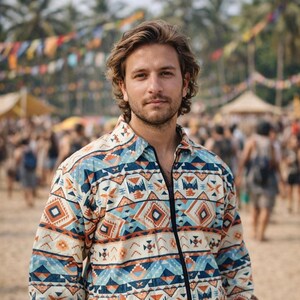 Aztec Print Zip Jacket- Raiv Jacket