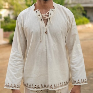 Long Sleeve Boho Festival Shirt for Men - Arok Kurta