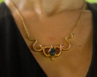 Handgefertigte Statement-Halskette aus Messing, Schmuck im Ethno-Boho-Festival-Stil