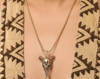 Kankala Halskette, Handgefertigte Messing Kette, Boho Statement, Tribal Schmuck, Festival, Handwerker Geschenk für Frauen