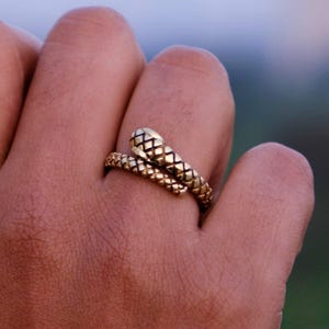 Ouroboros Rings ,Gold snake wrap ring for men and women, adjustable serpent coil ring, textured jewelry, gothic statement ring