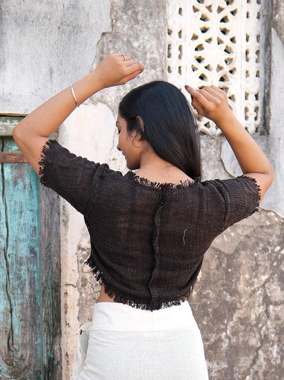 Flounce Crop Top: Baggy Black Fringe Top - Etsy
