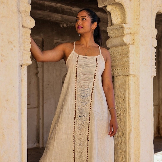 chinese dress ladies YEZWE Khadi Embroidery Coquette Hakoba Modest Customizable Maxi Dress main image 0