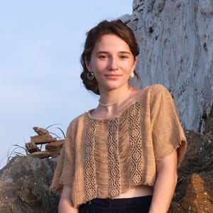Anum Crop Top ,Boho Crop Top for Women,Ethnic Pattern, Handwoven Natural Cotton Blouse, Rustic Loose Fit Summer Shirt, Hippie Clothing