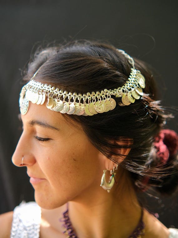 Handmade Coin Headpiece, Boho Gypsy Festival Head Chain - Etsy display picture 3