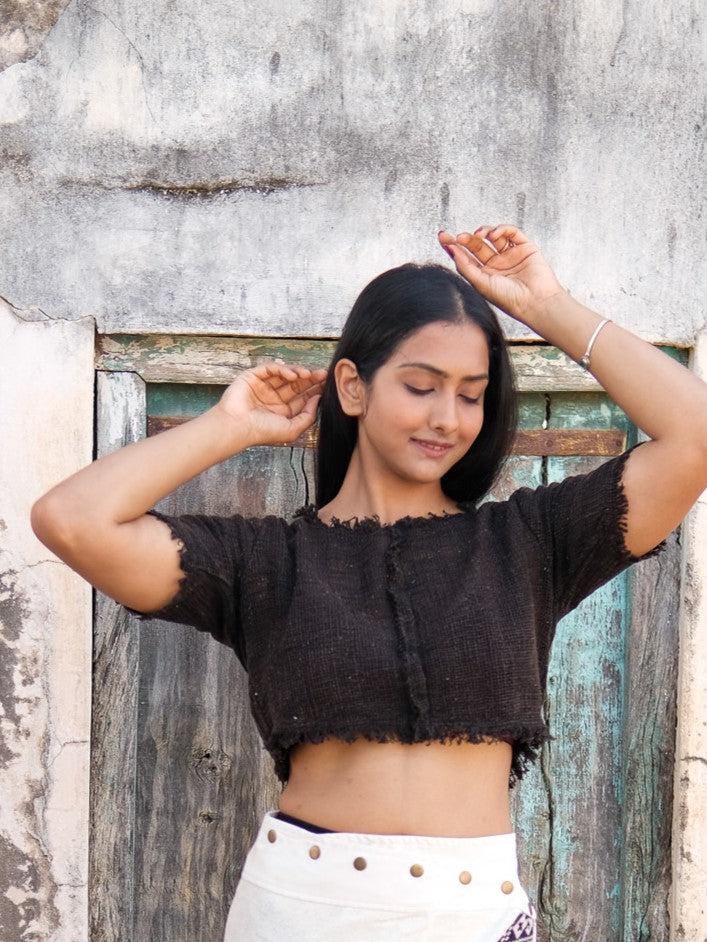 Flounce Crop Top: Baggy Black Fringe Top - Etsy