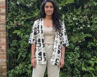 Boho Unisex Shrug Kimono | Tribal Festival Cover‑Up | Bohemian Layering Cardigan