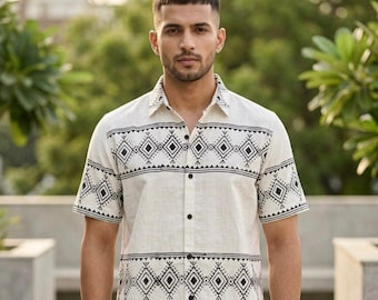 Camicia estiva geometrica in stile boho - Camicia Adiva