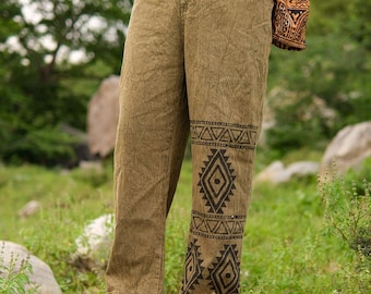Handmade Cotton Tribal Print Pants | Boho Festival Trousers