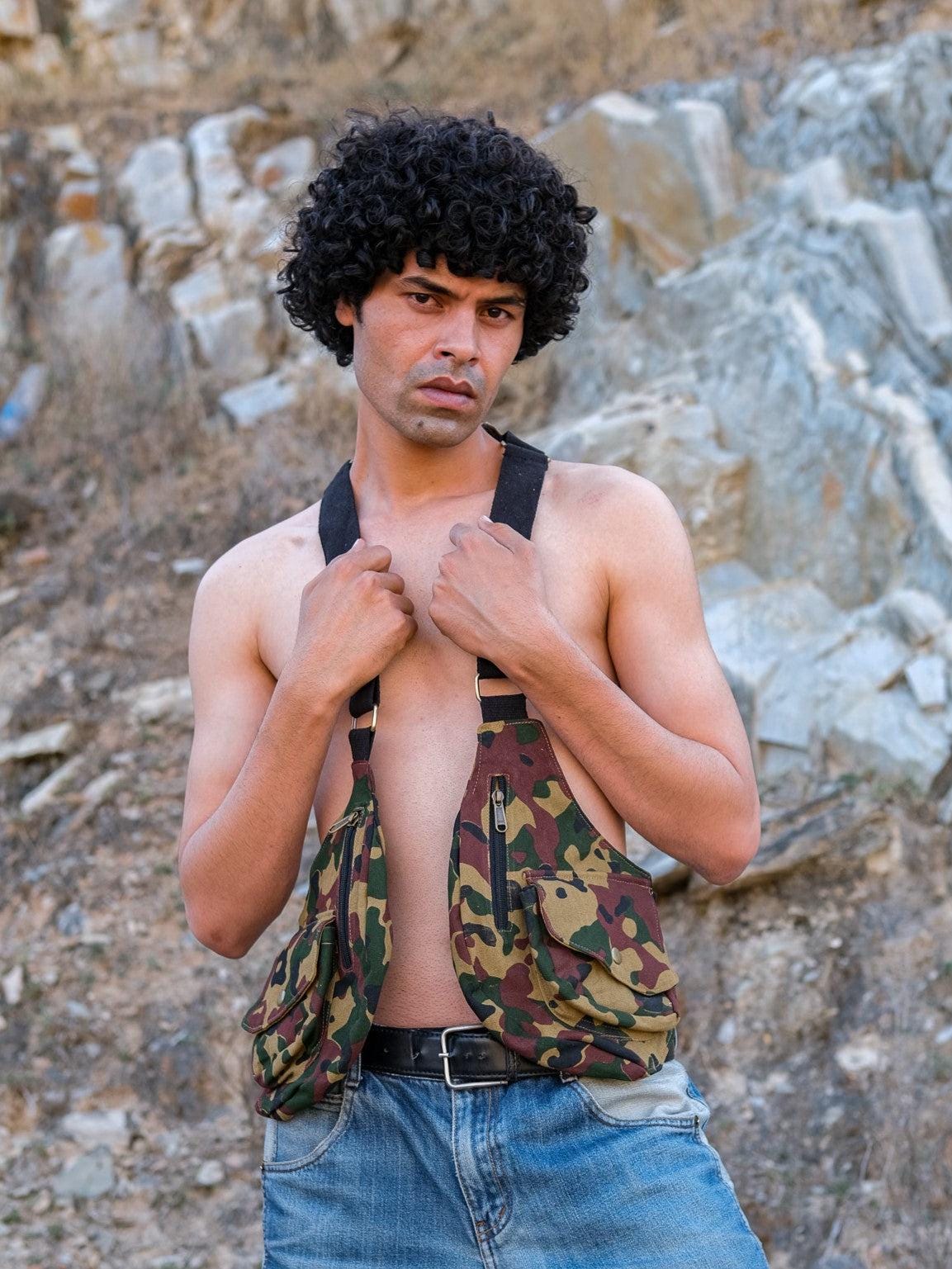 Camo Utility Vest - Festival Rave Outfit - Camouflage Shoulder Bag