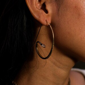 Gold Snake Hoop Earrings: Minimalist Gothic Serpent Jewelry