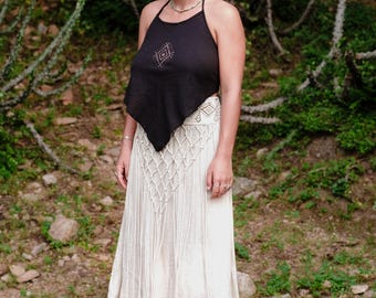 Cream Macrame Fringe Skirt | Boho Wedding Beach Cover-Up