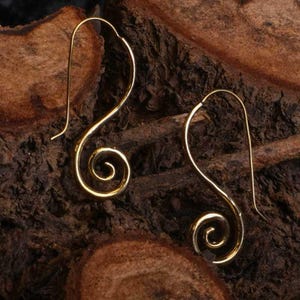 Spiral Ohrringe, handgefertigte Spirale Gold Haken Ohrringe für Frauen - Boho Minimalist Messing Swirl Dangle Schmuck - Ohrringe Geschenk